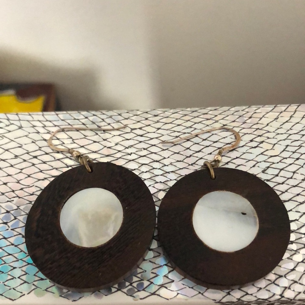 Lovely wood and shell earrings